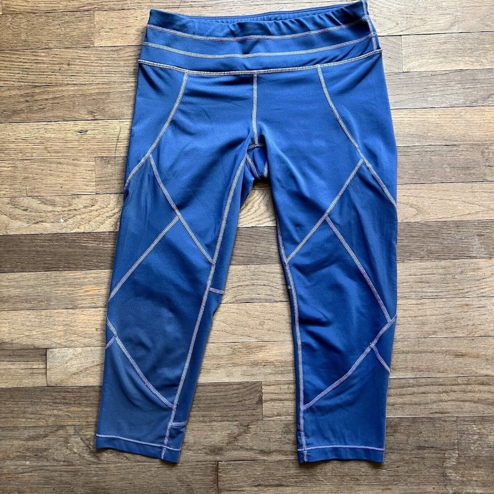 Athleta Mesh Capri Leggings Womens Size Small Blue 212394-01
